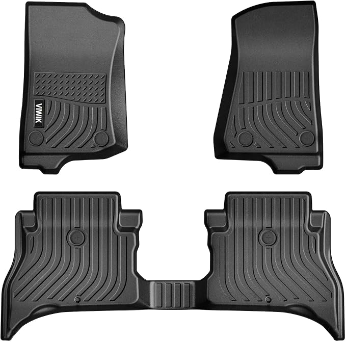 VIWIK Floor Mats fit for 2021-2026 Wrangler 4XE Hybrid, Car Mats All Weather Protection Custom Floor Liners Include 1st and 2nd Row Front & Rear, TPE Black