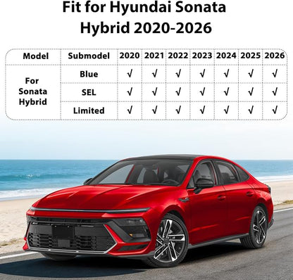 Floor Mats & Cargo Liner for Hyundai Sonata Hybrid 2020-2026, All-Weather TPE Custom Fit Car Liners Accessories, Full Coverage for Sonata High Edges Waterproof Anti-Slip 1st & 2nd Row & Trunk Mat