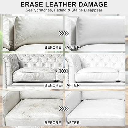 STARTSO WORLD 200Ml Leather Recoloring Balm with 100ML Leather Conditioner, White Leather Repair Kit for Furniture, Leather Dye, Leather Scratch Repair, Leather Couch Paint