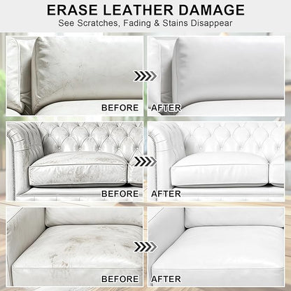 STARTSO WORLD Leather Recoloring Balm - Repair Kit for White Furniture and Car Seats | Scratch Remover, Restores Faded Leather