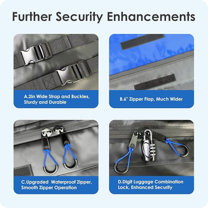 Car Rooftop Cargo Carrier Bag 20 Cubic Feet, 100% Waterproof Heavy Duty Car Roof Bag for All Vehicle with/Without Racks - Anti-Slip Mat, 6 Door Hooks, Storage Bags, 5CM Straps(Blue)