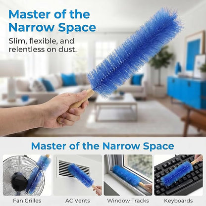 Fan Cleaning Brush, 2026 New Bendable Microfiber Head Dusting Brushes, Reusable Fan Cleaner Brush Dust Remover for Electric Fans, Air Conditioning, Car Vents and Blind，Blue：43cm