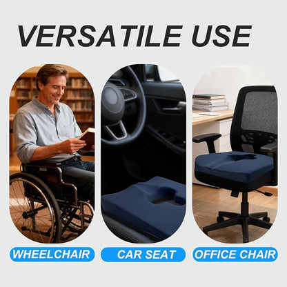 Gel Wheelchair Seat Cushion,Bed Sore Cushions for Butt,hemorrhoid pillow for Chair,Pressure Sore cushion,Memory Foam Butt Pillow,Sciatica,Coccyx,Pressure Ulcer Pain Relief,Washable Cover(Blue)