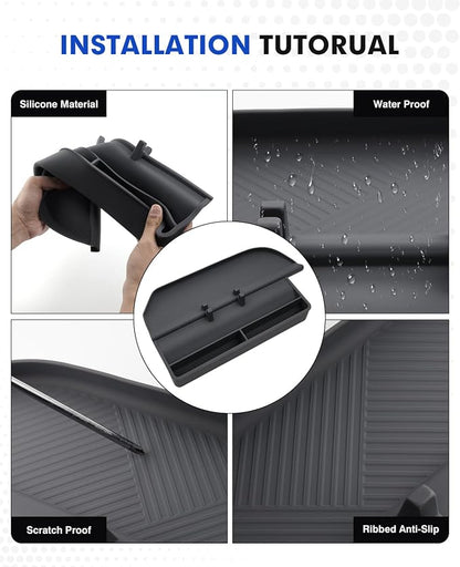 Autorder Silicone Passenger Organizer Tray for 2026 Toyota RAV4 Accessories - Dashboard Hidden Storage Organizer, Anti-Slip Tray with Phone Slot and Extra Compartments - Black