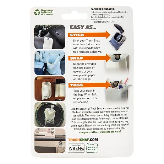 Reusable Bag Holders for Trash & Recycling | Eco-Friendly, Adhesive Clip System for Car, RV, Home, Travel, Boat | Recycled Plastic Old Glory - 2 Pack