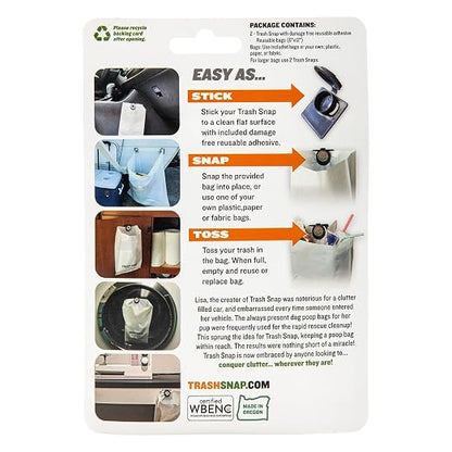 Reusable Bag Holders for Trash & Recycling | Eco-Friendly, Adhesive Clip System for Car, RV, Home, Travel, Boat | Recycled Plastic Old Glory - 2 Pack