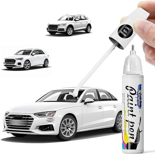 LY9C Ibis White Touch Up Paint Compatible with Audi, DIY Car Paint Scratch Repair, Quick & Easy Fix Automotive Scratch Repair for Q5/Q7/Q8/A3/A4/A5/A6/A7/A8/E-Tron/R8/TT