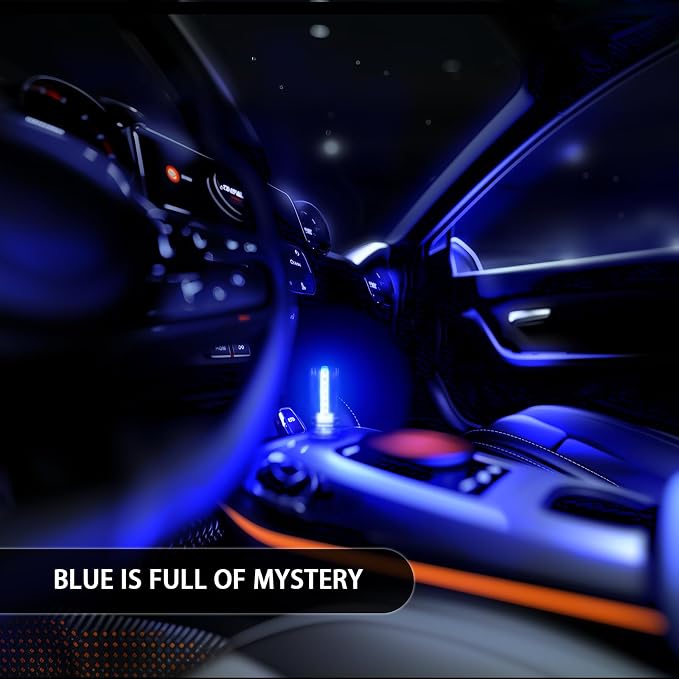 Mini USB Touch Control LED Ambient Light -4 Lighting Modes (Stable/dimmable SOS, Slow Flash, Breathing) Suitable for car interiors, Homes, Camping, and Party Decorations (Blue)