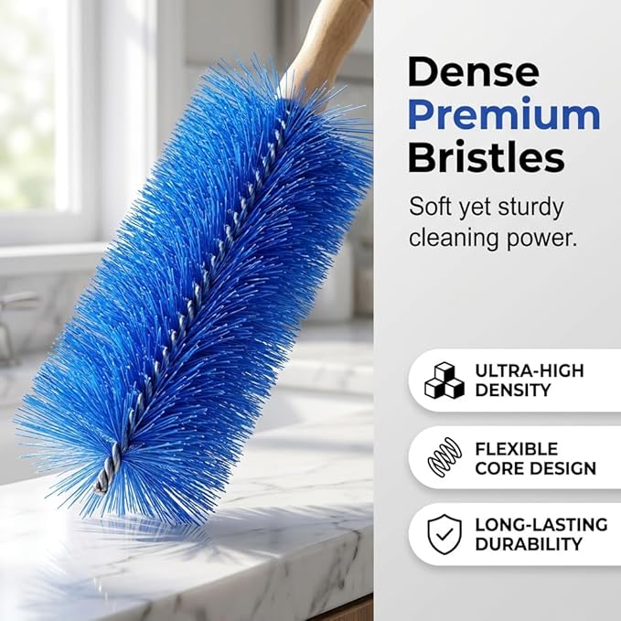 Fan Cleaning Brush, 2026 New Bendable Microfiber Head Dusting Brushes, Reusable Fan Cleaner Brush Dust Remover for Electric Fans, Air Conditioning, Car Vents and Blind，Blue：43cm