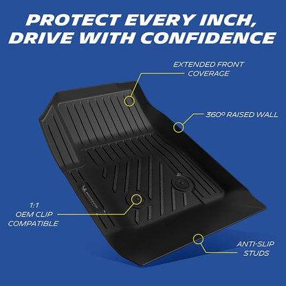 Michelin Vehicle Mat, All-Weather TPE Custom Fit Liner for Chevy Colorado/GMC Canyon Floor Mats 2015-2022(Crew Cab fit Carpet Floor), Premier