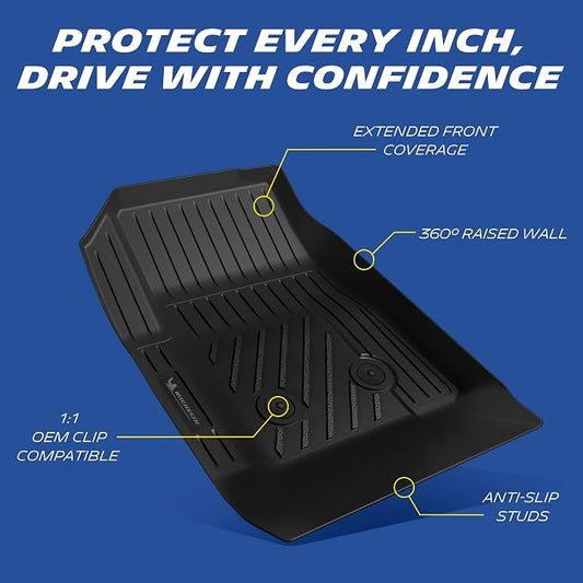 Michelin Vehicle Mat, All-Weather TPE Custom Fit Liner for Chevy Colorado/GMC Canyon Floor Mats 2015-2022(Crew Cab fit Carpet Floor), Premier