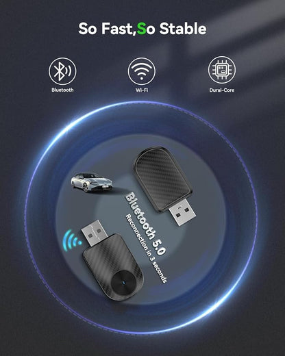 2026 Upgrade Android Auto Wireless Adapter – Mini Dongle Converts OEM Wired to Wireless, Plug & Play USB-A/C, 5GHz Stable Connection, Compatible with Cars (2016+) & Phones 11+