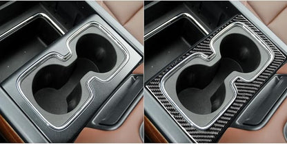 Real Premium Carbon Fiber Fit for Chevy Silverado/GMC Sierra 1500 2014-2018 for 2500/3500HD 2015-2019 Car Center Console Cup Holder Frame Trim Decals Sticker Auto Interior Accessories Cover Black