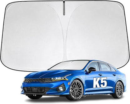 Windshield Sun Shade Compatible with Kia K5, GT-Line, GT, Sedan 2021-2026 Foldable Sun Visor Protector Blocks UV Rays Sunshade for K5 Interior Accessories