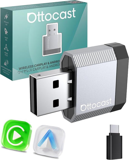 OTTOCAST Mini Nova 2026 Wireless CarPlay & Android Auto Adapter, Ultra-Compact 2-in-1 Dongle, 5-Second Auto-Connect, iOS 10+ & Android 11+