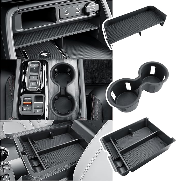 BIBIBO for 2026 Honda Passport Accessories Console Organizer 2026 Honda Passport Center Console Organizer+Cup Holder +Console Armrest Box Organizer Tray 2026 Passport Console Insert Organizer-3Packs