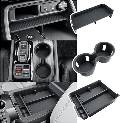 BIBIBO for 2026 Honda Passport Accessories Console Organizer 2026 Honda Passport Center Console Organizer+Cup Holder +Console Armrest Box Organizer Tray 2026 Passport Console Insert Organizer-3Packs