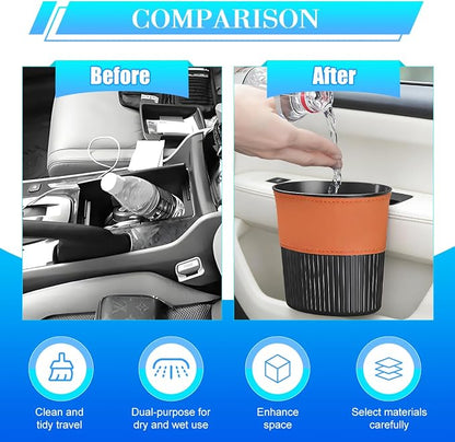 Zpana Car Trash Can, Portable Mini Vehicle Cup Holder Hanging Garbage Container, Multifunctional Automotive Side Door Trash Organizer Can Accessories, Universal for SUV, Sedan, Truck (Orange)
