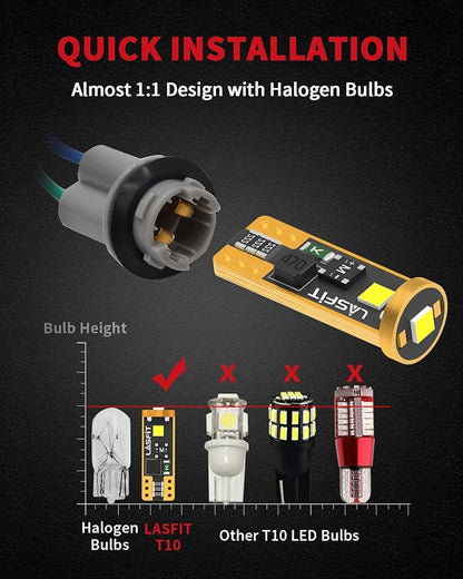 LASFIT 194 168 T10 192 2825 W5W LED Bulb Canbus Error Free, Non-Polarity 400LM Extremely Bright for Dome Map Courtesy Door Trunk Cargo Lights, 12-24V, Golden Yellow (2-Pcs)