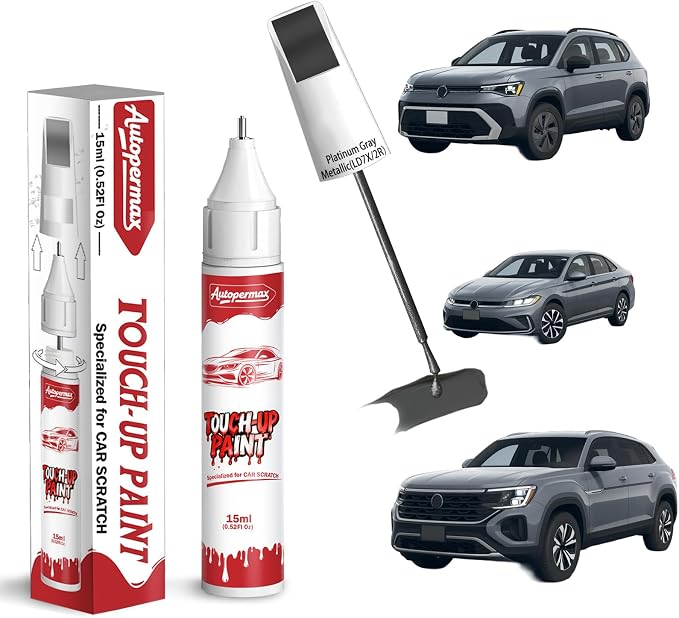 LD7X/2R Platinum Gray Metallic Car Touch Up Paint for Volkswagen, Color Accurate Two-In-One Car Paint Scratch Repair Pen, Professional Scratch Remover for Vehicles Chips and Nicks Scuff