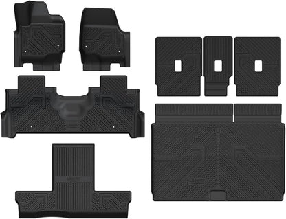 LASFIT Floor Mat&Cargo with Backrest Mat for 7 Seats 2025 2026 2027 Ford Expedition Max(Not for Standard),TPE All Weather TPE Custom Fit for SUV Car Liners, 1st&2nd&3rd&Cargo Liner, Black 5pcs