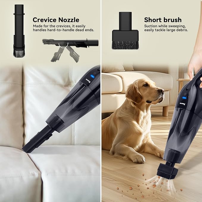 pemacom Portable Handheld Vacuum Cordless – 10,000Pa Suction Power, Lightweight 1.8 lbs, Washable HEPA Filter, LED Light, Quiet, 800ml Dustbin, Perfect for Home