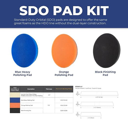 5.5" SDO Orange Foam Light Cutting Pad (2-Pack) – Lake Country Manufacturing – Premium Standard Duty Orbital Finishing Pad for Painted Surfaces – Fits 5" Backing Plate