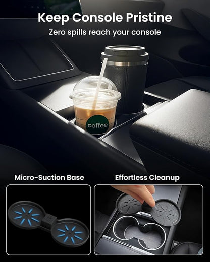 REEVAA Center Console Organizer for Tesla Model Y Juniper 2025-2026 (Premium & Performance), Model 3 Highland 2024-2026 All Trims [Dual-Tier Storage, Seamless Fit], Premium Silicone Liner, 4PCS, Grey