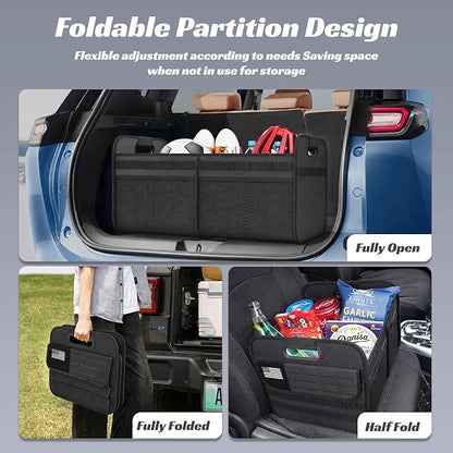 Sposuit Car Trunk Organizer for SUV - 70L Collapsible Tactical MOLLE Car Storage with Reinforced Handles & Multiple Pockets, Sturdy Trunk Organizers for Groceries, Tools & Outdoor Storage (Black)