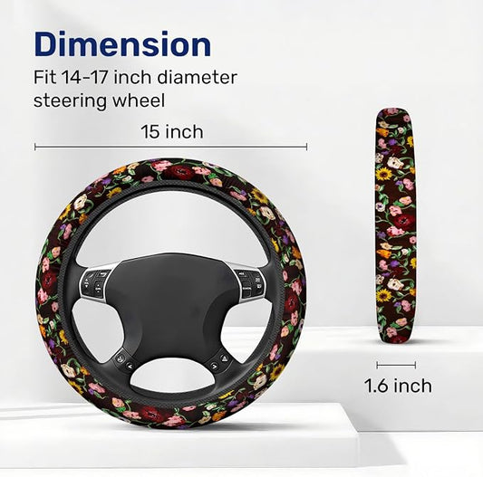 GENANY Music Pop Star Steering Wheel Cover, Non Slip Polyester Car Wheel Protector for Car SUV Truck, Universal 15 Inch