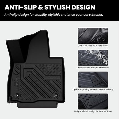 LASFIT Floor Mats & Backrest Mats & Cargo Mat for Kia Telluride Gas 2027 (Not Fit Hybrid), All Weather TPE Custom Fit Floor Liners with Full Set Car Mats & Trunk Mats Accessories, Black