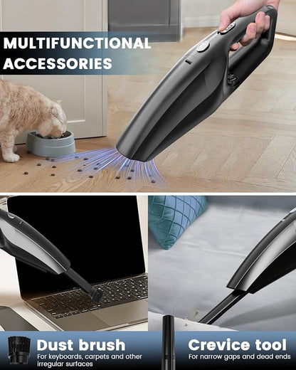 Handheld Vacuum Cordless, Car Vacuums Powerful with Rechargeable Battery, Portable Hand Held Vacuum Cordless with Washable HEPA Filter, Mini Vacuums Kit for Men and Women