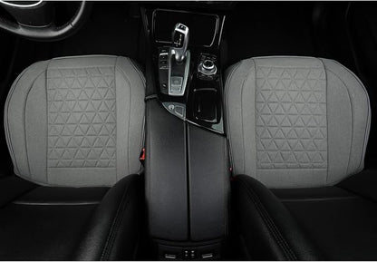 West Llama Linen Front Car Seat Cover Protector Anti-Slip Bottom Seat Cover Fits 95% of Vehicles,Wrapping Around The Bottom,Triangular Pattern(Gray-2Pcs)