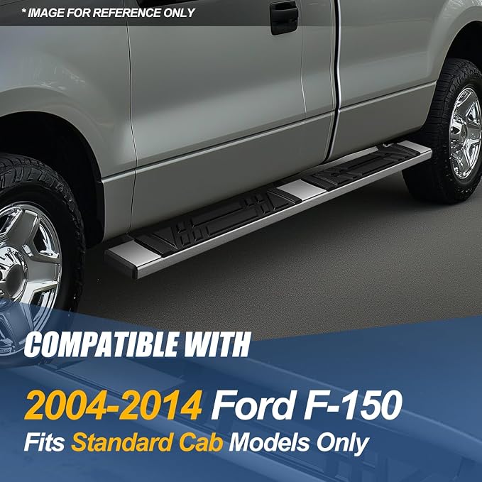 Auto Dynasty Running Boards Compatible with 2004-2014 Ford F-150 Standard Cab, Stainless Steel Side Step Rail Nerf Bars, 6.5" x 69" Step Bars, Polished Chrome