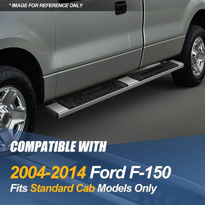 Auto Dynasty Running Boards Compatible with 2004-2014 Ford F-150 Standard Cab, Stainless Steel Side Step Rail Nerf Bars, 6.5" x 69" Step Bars, Polished Chrome