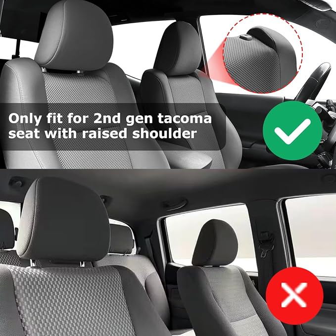 Carlimeki Tacoma Seat Covers Custom Fit for 2005 2006 2007 2008 2009 2010 2011 2012 2013 2014 2015 Crew Cab 2nd Gen Tacoma Base, PreRunner, TRD Pro - Center Console Armrest Covers - Fully Covered
