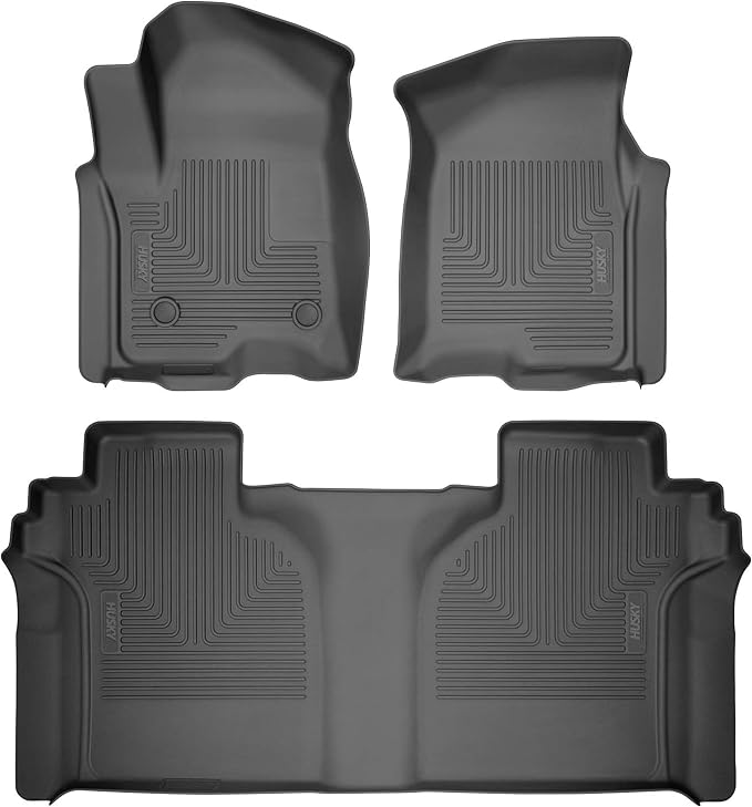 Husky Liners Weatherbeater Floor Mats | Fits 2015-2026 Ford F-150, 2022-2026 Lightning, SuperCrew (Crew Cab) w/Carpet & w/Out Fold Flat Storage | Front & 2nd Row, 3-pc Black - 94041