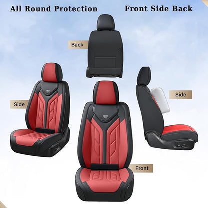 Coverado Seat Covers, Car Seat Covers Front Seats, Leather Seat Covers for Cars, Automotive Seat Covers Car Seat Protector Car Seat Cushion Universal Fit for Most Sedans SUV Pick-up Truck(Burgundy)