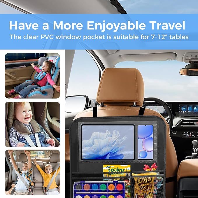 Backseat car organizer(2-Pack),9 storage pockets, car organizer with tablet holder,Car travel essentials for long trips，Car organizers and storage