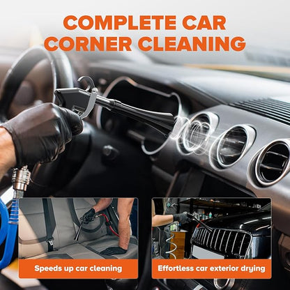 Tornado Car Cleaning Gun Interior Dryer Air Blow Gun, Automotive Tool Car Detailing Supplies High Pressure Air Gun, Car Detailing Cleaner Kit for Car Quickly Blasts Dirt and Dust Works with Air Silver