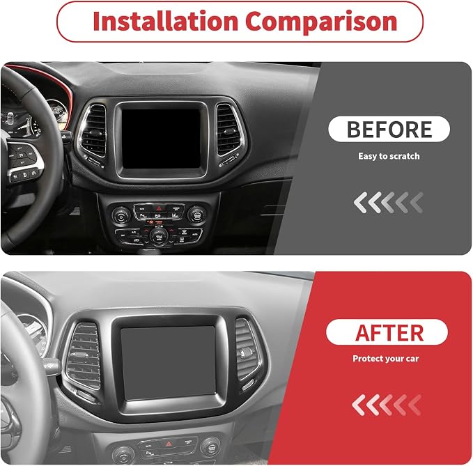 Linskip Information Screen Trim Compatible with 2017 2018 2019 2020 2021 Jeep Compass, Air Vent Covers for Jeep Compass Interior Accessories(Matte Black)