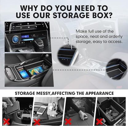 Autorder 2PCS Center Console Organizer for 2021-2024 Toyota Venza Accessories Armrest Storage Box Secondary Insert Tray Center Console Armrest Tray with Nonslip Mats