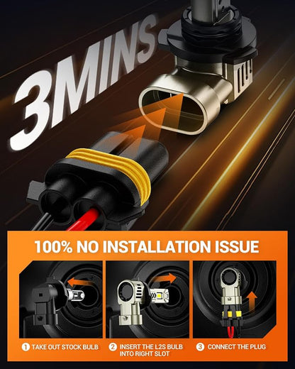 SEALIGHT 9006/HB4 Bulbs 2026 New 1:1 Real Design, 10X Super Bright L2S 9006 Bulbs, 6500K Cool White, 20 Year+ Extended Lifespan, 3 Min Plug and Play, Pack of 2