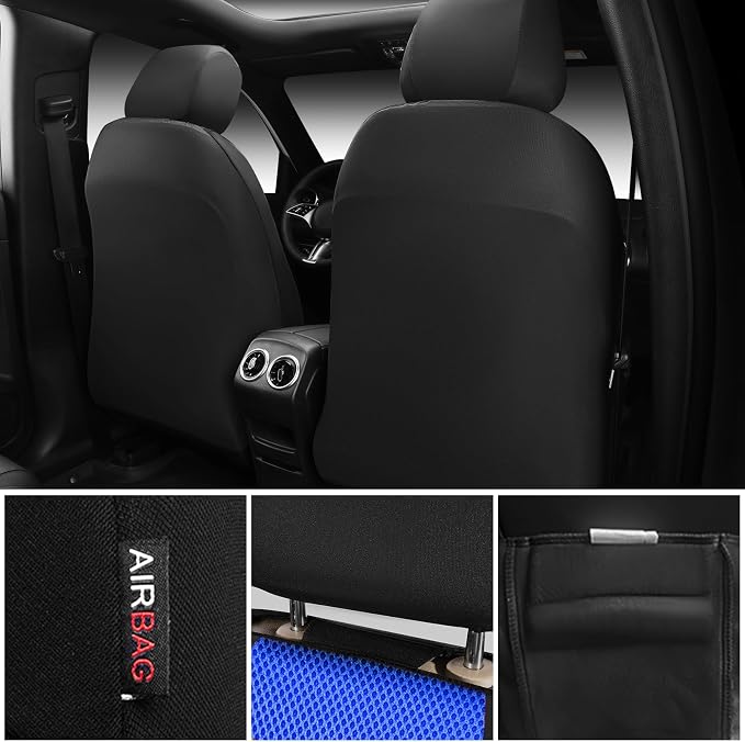 CAR PASS Car Seat Covers Front Seats Only, 3D Air Mesh Car Seat Cover with 5mm Composite Sponge Inside,Airbag Compatible Universal Fit SUV,Vans,sedans, Trucks, Automotive Interior Covers(Black Blue