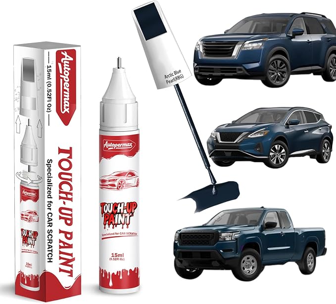RBG Arctic Blue Pearl Car Touch Up Paint for Nissan, Color Accurate Two-In-One Car Paint Scratch Repair Pen, Professional Scratch Remover for Vehicles Chips and Nicks Scuff