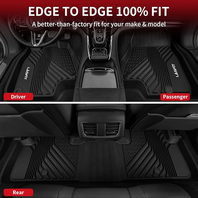 LASFIT Floor Mats for Acura RDX 2019-2026 All Weather Floor Liner TPE Custom Fit Car Mats for Acura RDX 1st & 2nd Row Mats Tasteless Durable and Easy to Clean Black