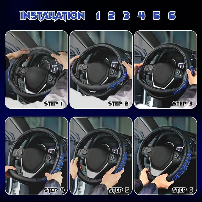 Ventilated Heart-Shaped Steering Wheel Cover with Anti-Slip Leather Grip. Compatible with Ford, Toyota, Honda, Nissan, and Chevrolet Vehicles for 14.5-15.2 inch Round Steering Wheels.