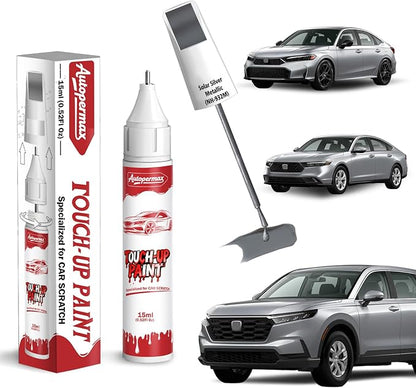 NH-932M Solar Silver Metallic Car Touch Up Paint for Honda, Color Accurate Two-In-One Car Paint Scratch Repair Pen, Professional Scratch Remover for Vehicles Chips and Nicks Scuff