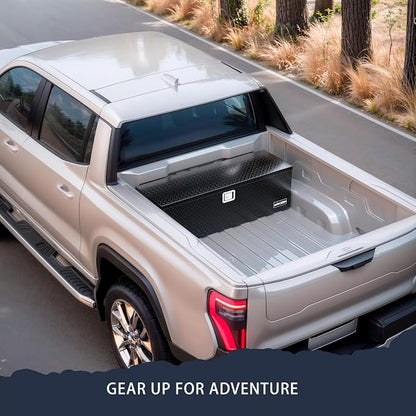 ARKSEN 49 x 15 x 15 Inch Diamond Plate Truck Bed Tool Box, Heavy Duty Waterproof Aluminum Toolboxes Storage Chest with Side Handle & Lock for Pickup Truck Bed, RV & Trailer – Black
