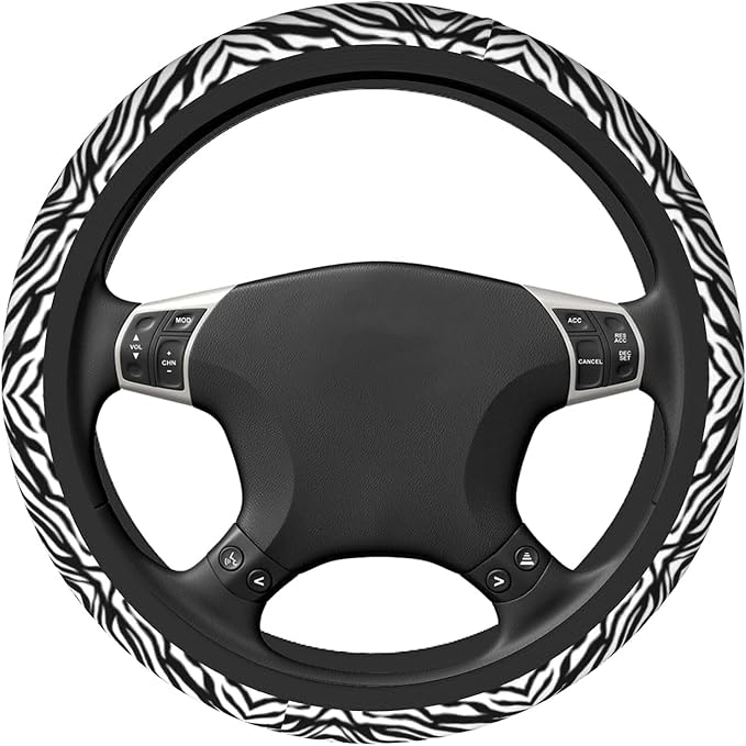 Zebra Steering Wheel Covers Non Slip Neoprene Stripe Pattern Steering Wheel Protector Cover Universal 15 inch for Women Men Car Trucks